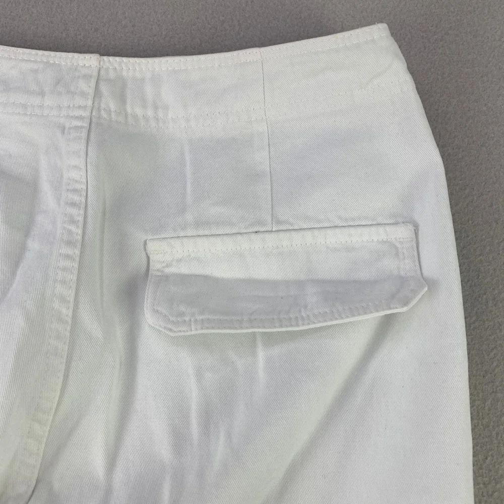 Zara Cargo Pants Women 4 White Straight Leg Utility Pockets High Rise Loose Fit